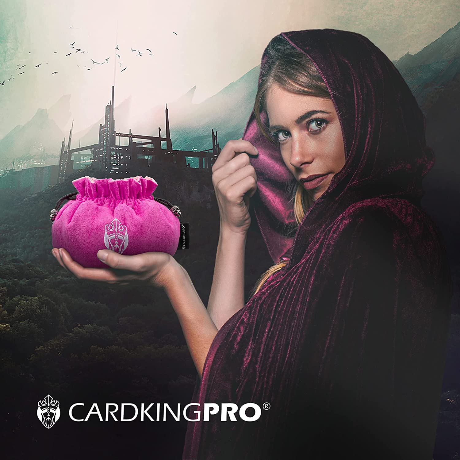 Immense Dice Bags with 7 Pockets - Pink - Capacity 150+ Dice - Great for Dice Hoarders Immense Dice Bags with Pockets – Pink